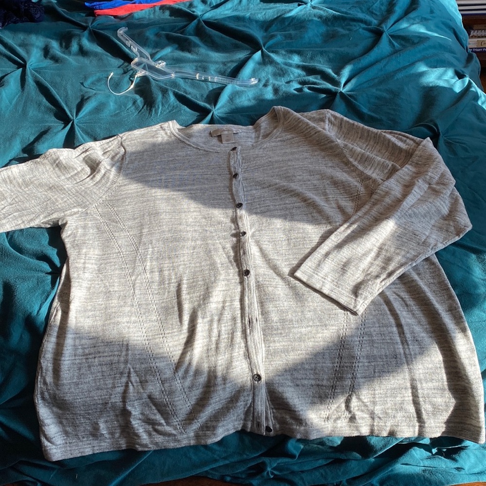Light gray Heather cardigan with cutout detail
